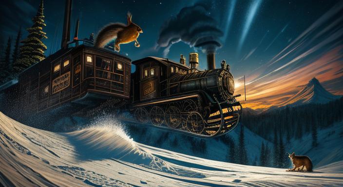 ein surfendes Eichhorn