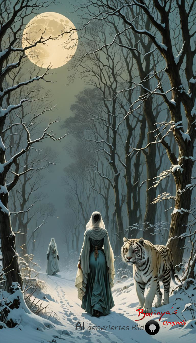 Spaziergang mit Tiger im Winter