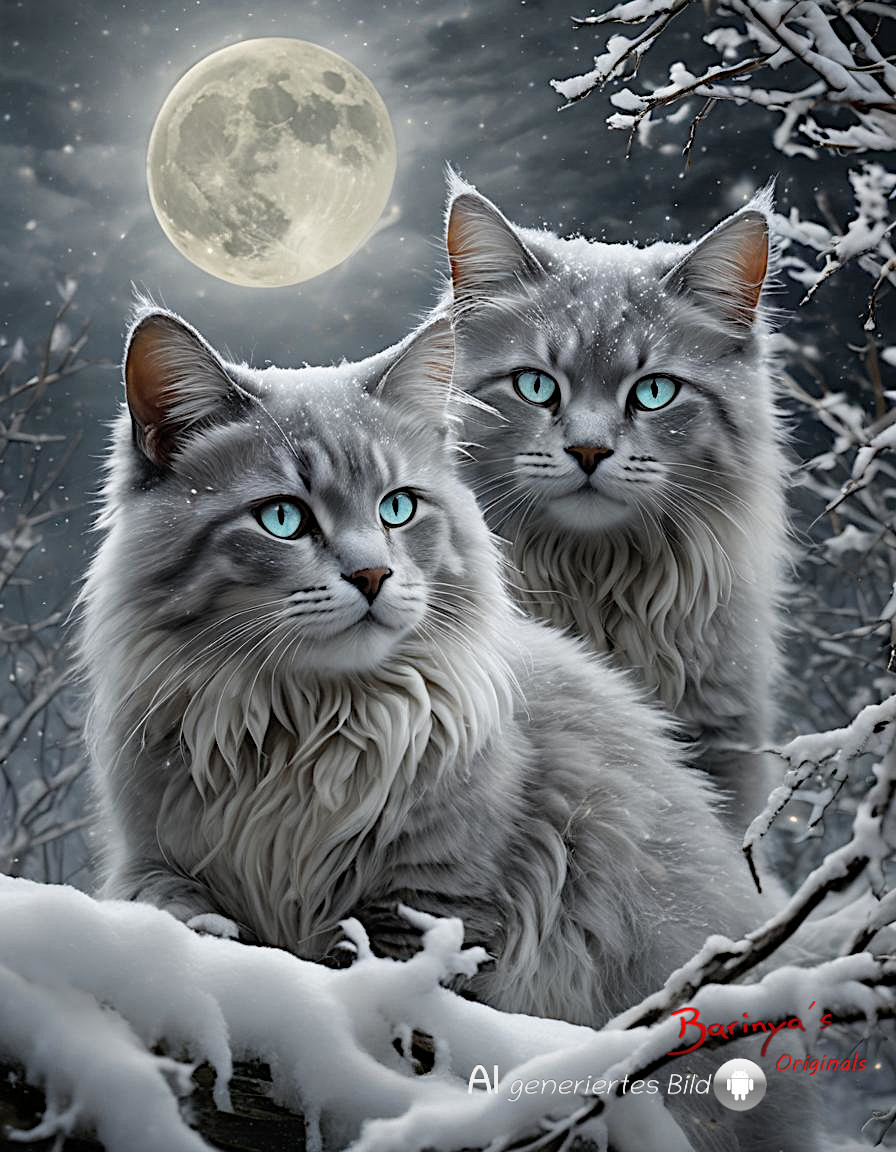 zwei silber-graue Mondfans